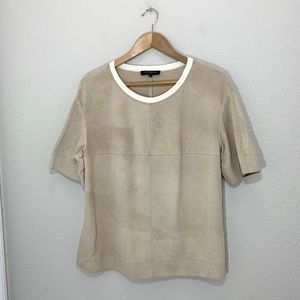 Lafayette 148 New York tan suede leather blouse